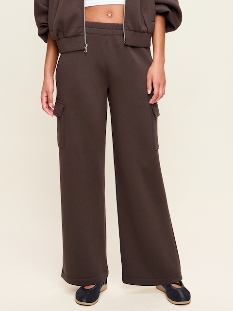 High-Waisted Bounce Fleece Wide-Leg Cargo Sweatpants
