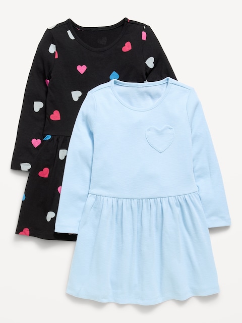 ROBE AJUSTÉE ET ÉVASÉE À MANCHES LONGUES POUR TOUTE-PETITE (PAQUET DE 2)