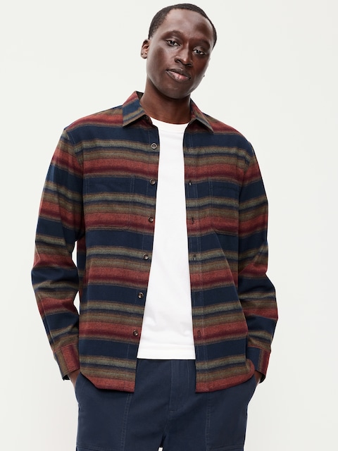 Relaxed Long-Sleeve Flannel Pocket Shirt
