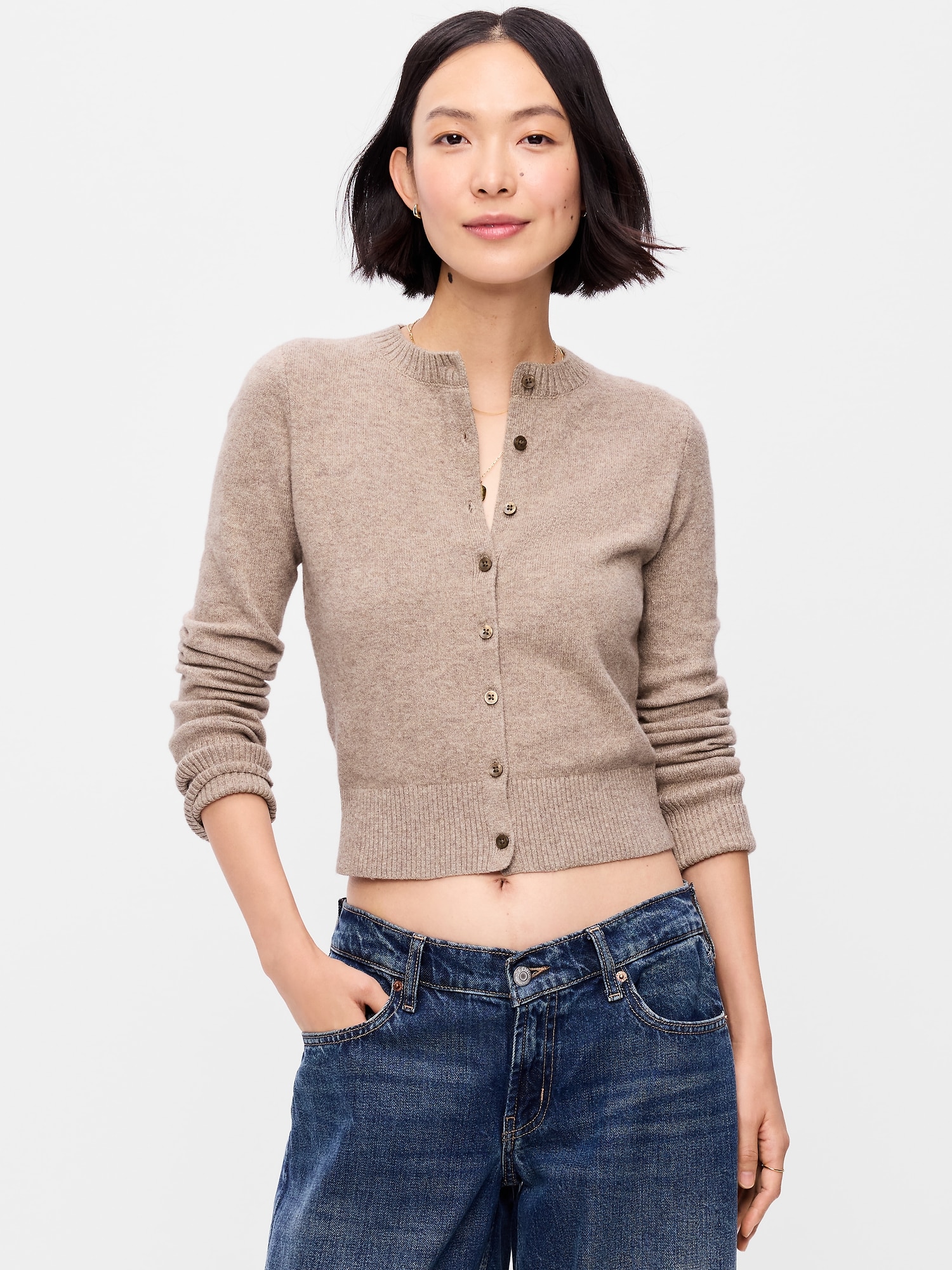 SoSoft Cropped Crew-Neck Cardigan