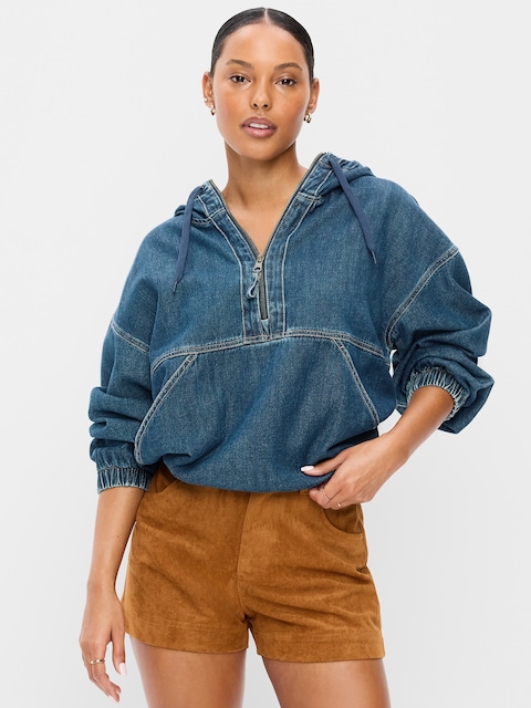 Denim Popover Hooded Jacket