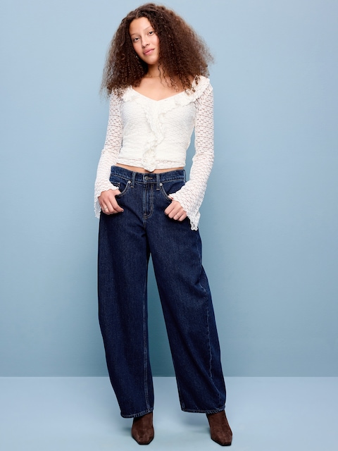 High-Waisted Rounded Wide-Leg Barrel Jeans