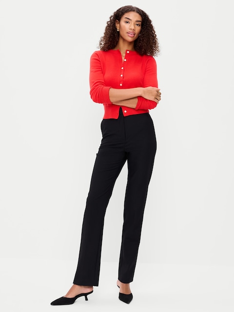 PANTALON À JAMBE DROITE ET À TAILLE TRÈS HAUTE EN SERGÉ