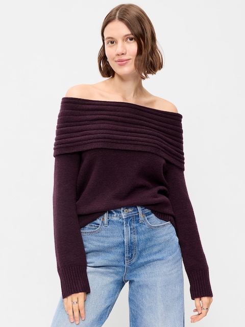 Relaxed Off-The-Shoulder Sweater