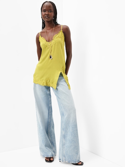 Asymmetrical Lace-Trim Cami Top