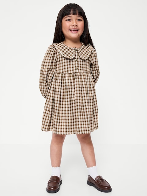 Long-Sleeve Flannel Dress for Toddler Girls