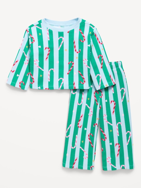 ENSEMBLE DE PANTALON ET HAUT EN TRICOT GAUFRÉ À MOTIF POUR TOUTE-PETITE