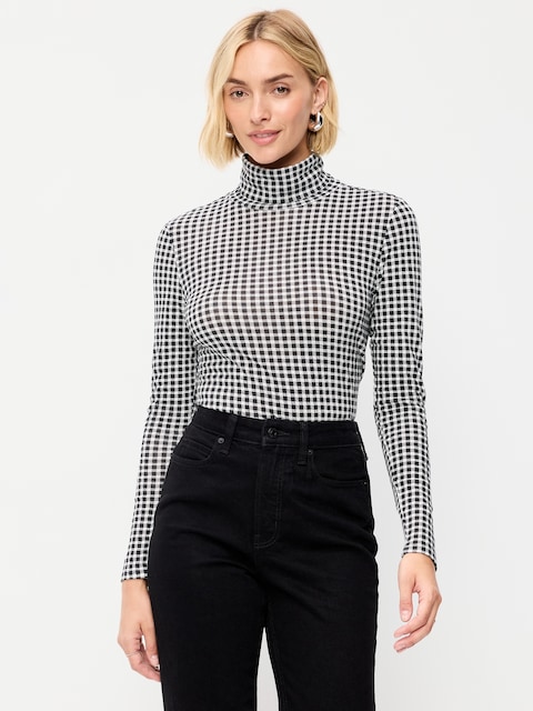 Slim-Fit Printed Turtleneck