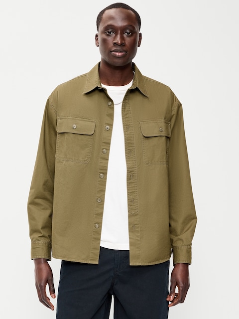 Loose Fit Long-Sleeve Twill Shirt