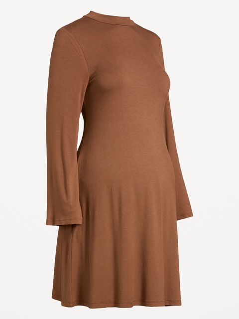 Maternity Mock-Neck Swing Mini Dress