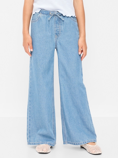 JEAN EN DENIM COUPE TRÈS GÉNÉREUSE À JAMBE LARGE À TAILLE EXTENSIBLE POUR FILLE