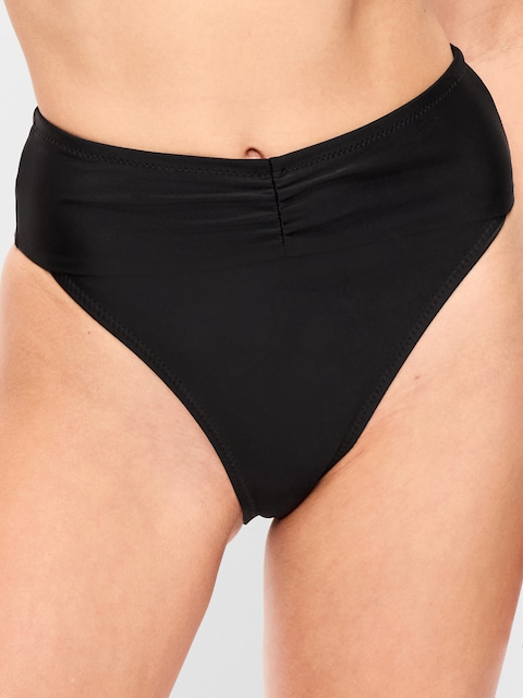 High-Waisted Cinched Bikini Swim Bottoms