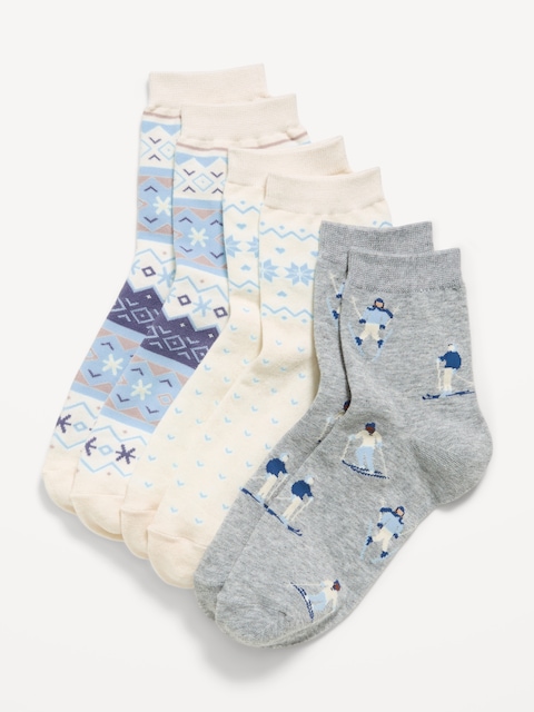Novelty Quarter Crew Socks 3-Pack for Women