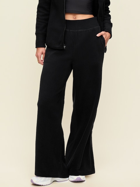 PANTALON EN MICROMOLLETON À JAMBE ULTRA-LARGE À TAILLE TRÈS HAUTE
