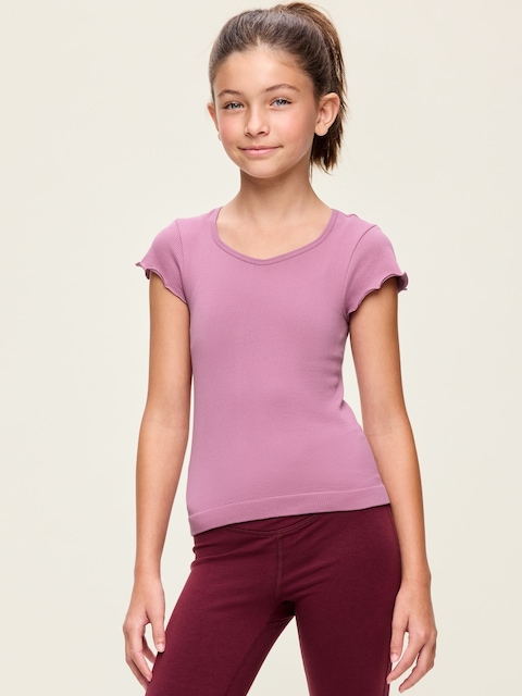Fitted Seamless Ribbed Performance Top for Girls