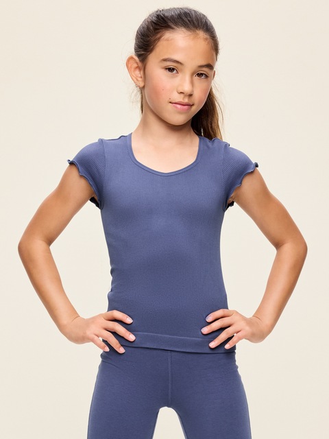 Fitted Seamless Ribbed Performance Top for Girls