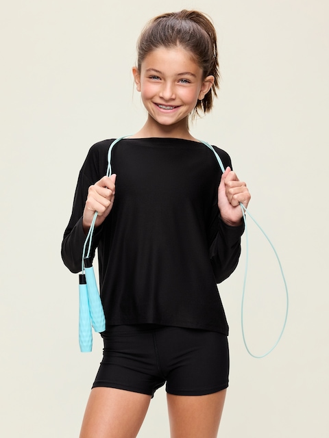CloudMotion Long-Sleeve Cross-Back Top for Girls