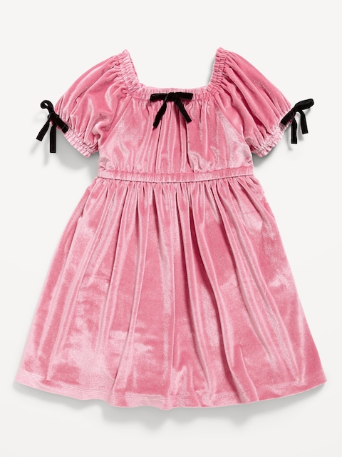 ROBE AJUSTÉE ET ÉVASÉE EN VELOURS À BOUCLE POUR TOUTE-PETITE