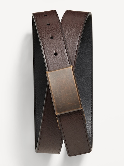 Faux-Leather Reversible Ratchet Belt