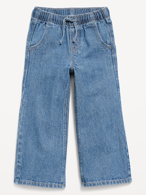 High-Waisted Pull-On Baggy Wide-Leg Jeans for Toddler Girls