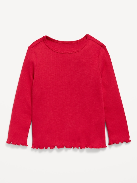 Fitted Long-Sleeve Ribbed T-Shirt for Toddler Girls