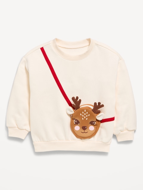 Oversized Crew-Neck Graphic Sweatshirt for Toddler Girls