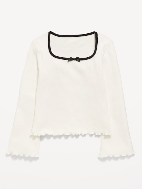 CozePlush Waffle Knit Square-Neck Top for Girls