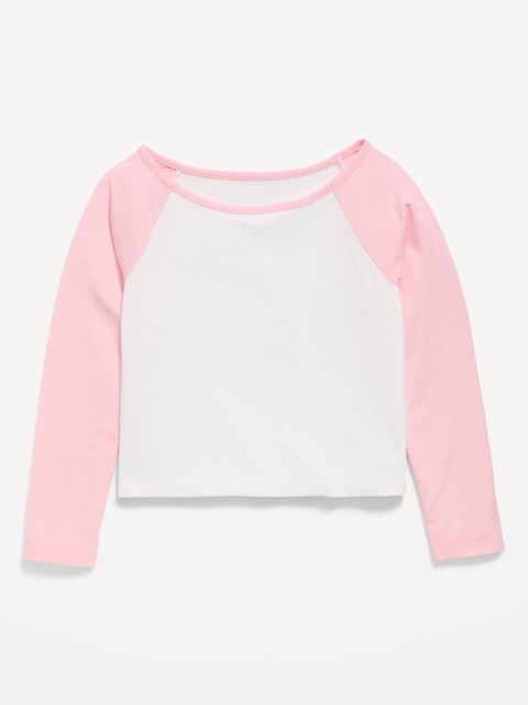 T-SHIRT COURT À MANCHES LONGUES RAGLAN POUR FILLE