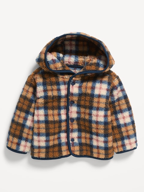 VESTE À CAPUCHON EN SHERPA À CARREAUX POUR BÉBÉ