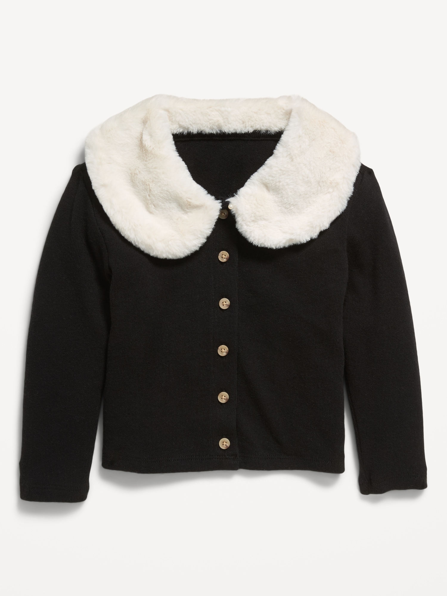 Faux-Fur Collar Cardigan Sweater for Toddler Girls