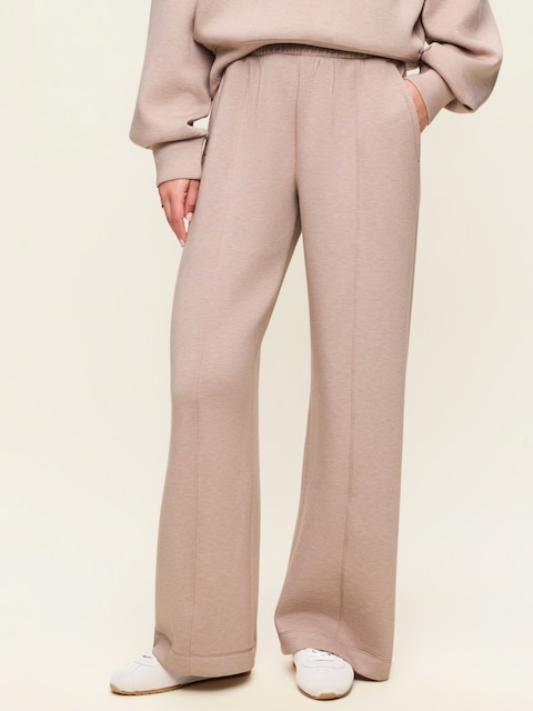 PANTALON JAMBE LARGE À TAILLE HAUTE EN MOLLETON QUI REPREND SA FORME