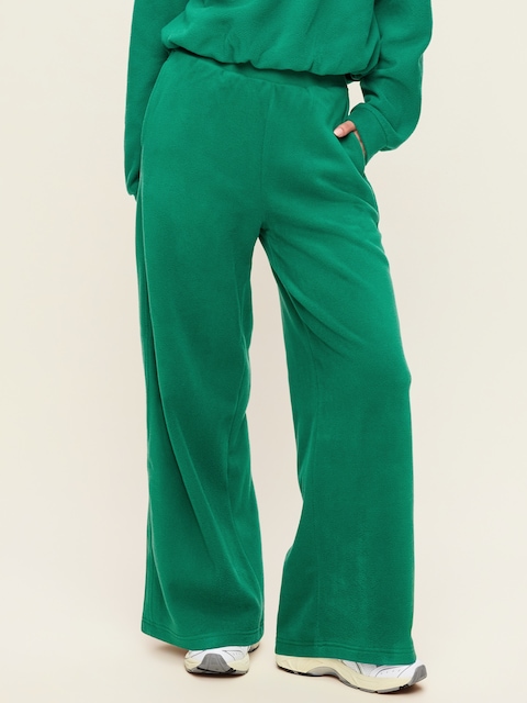 PANTALON EN MICROMOLLETON À JAMBE ULTRA-LARGE À TAILLE TRÈS HAUTE