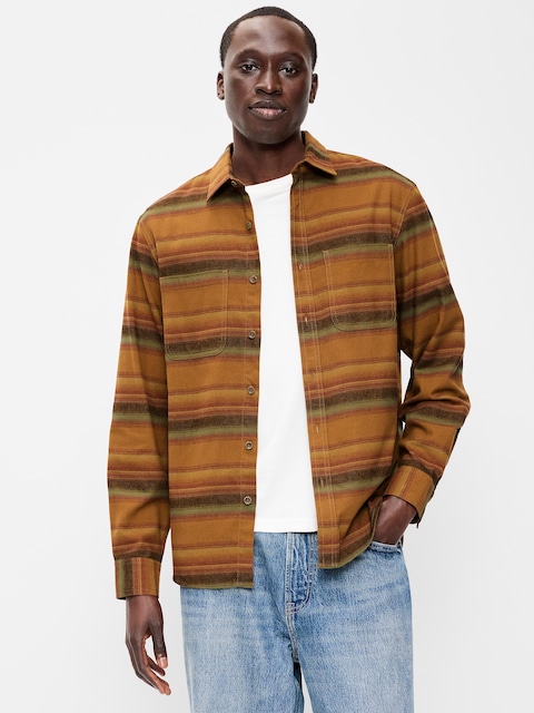Relaxed Long-Sleeve Flannel Pocket Shirt