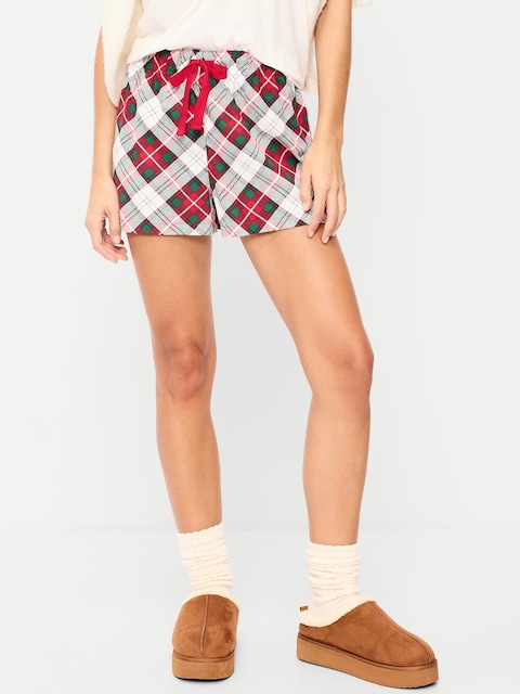 Flannel Boxer Pajama Shorts for Women