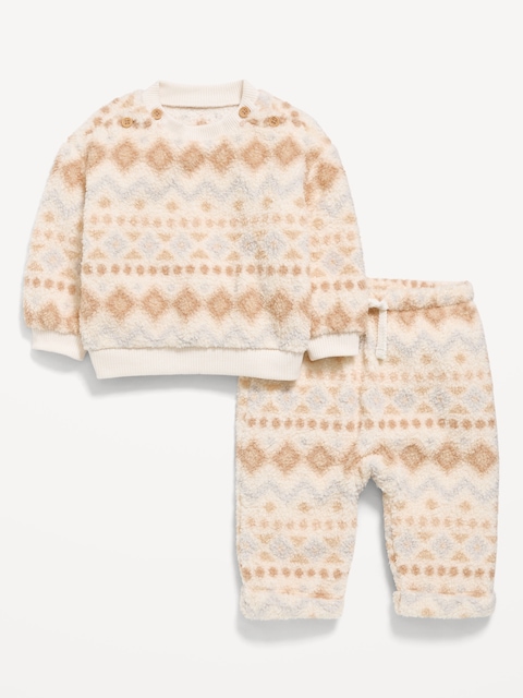 ENSEMBLE CHANDAIL ET PANTALON EN SHERPA À MOTIF POUR BÉBÉ