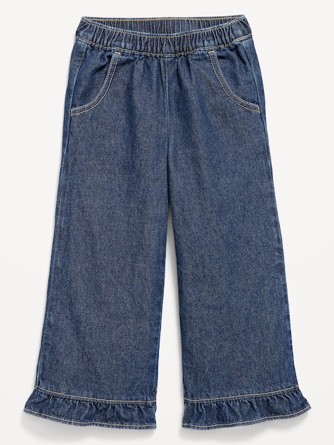 JEAN JAMBE LARGE À TAILLE EXTENSIBLE À VOLANTS POUR TOUTE-PETITE