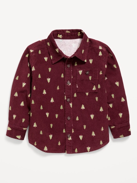 CHEMISE À MANCHES LONGUES EN VELOURS CÔTELÉ À MOTIF POUR TOUT-PETIT