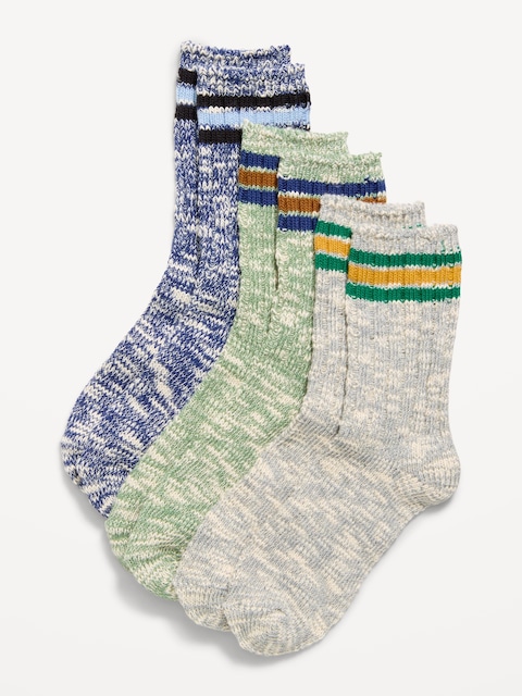 Gender-Neutral Marled Crew Socks 3-Pack for Kids