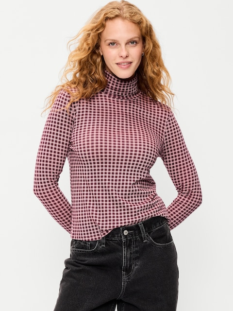 Slim-Fit Printed Turtleneck