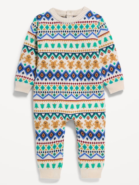 Long-Sleeve Fair Isle Sweater One-Piece for Baby