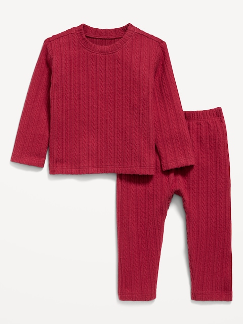 ENSEMBLE AVEC PANTALON ET HAUT À MANCHES LONGUES EN TRICOT TORSADÉ POUR BÉBÉ
