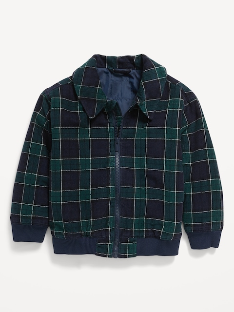 Plaid Corduroy Bomber Jacket for Toddler Boys