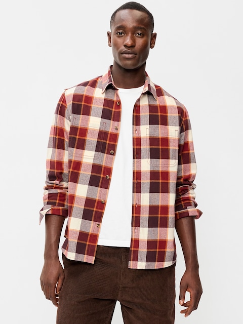 Relaxed Long-Sleeve Flannel Pocket Shirt