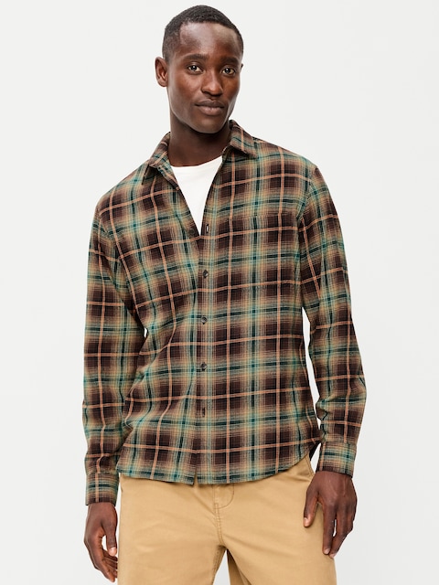 Relaxed Long-Sleeve Flannel Pocket Shirt