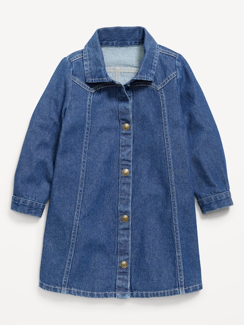 ROBE CHEMISIER EN DENIM DE STYLE WESTERN À MANCHES COURTES POUR TOUTE-PETITE