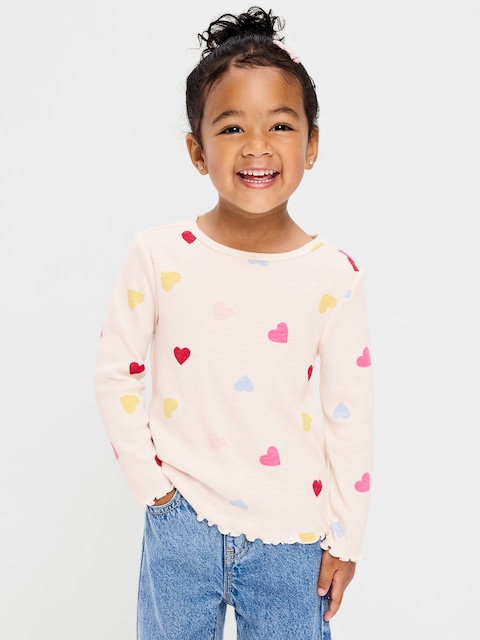 T-SHIRT AJUSTÉ CÔTELÉ À MANCHES LONGUES À IMPRIMÉ POUR TOUTE-PETITE