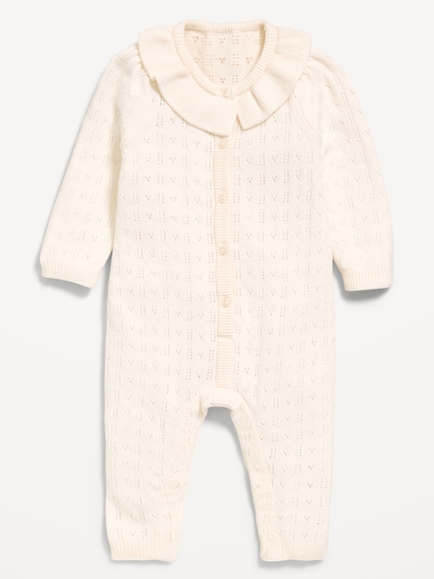 UNE-PIÈCE EN TRICOT POINTELLE À DEVANT BOUTONNÉ UNISEXE POUR BÉBÉ