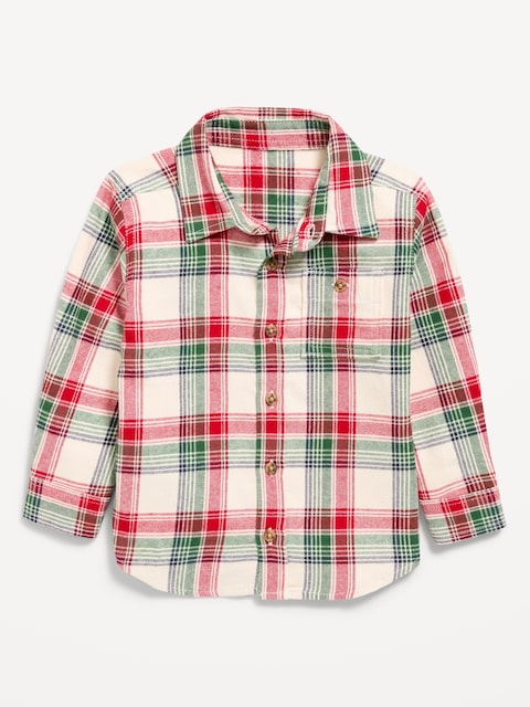 Long-Sleeve Plaid Flannel Shirt for Toddler Boys