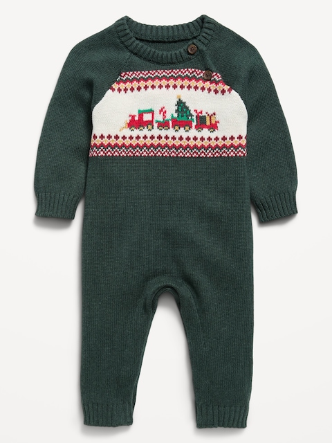 UNE-PIÈCE EN TRICOT À MANCHES LONGUES À MOTIF JACQUARD POUR BÉBÉ