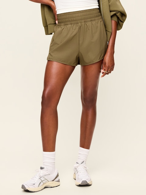 Extra High-Waisted Crinkle Run Shorts -- 3-inch inseam